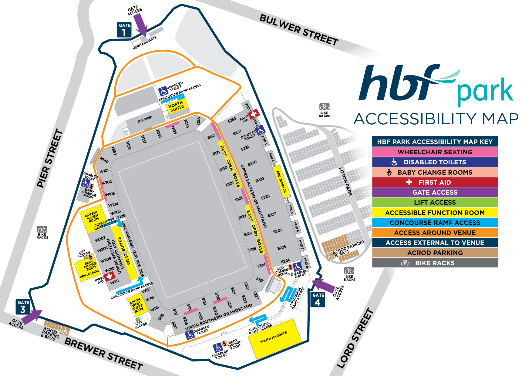 HBF Park Venue Accessibility Map