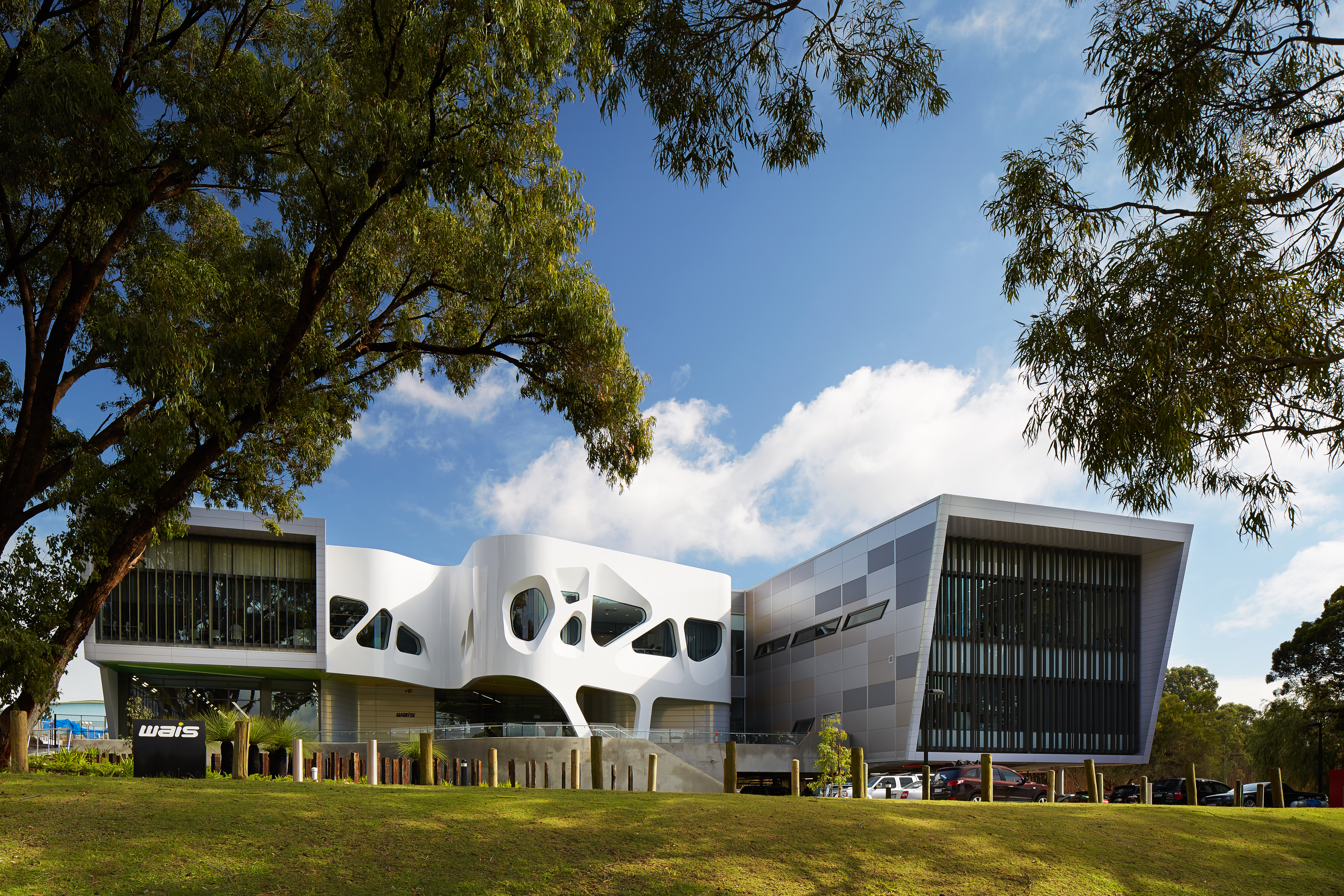 Photo taken of the road facing exterior of the WA Institute of Sport building